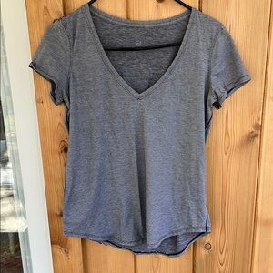 Gray V-Neck Women's Top